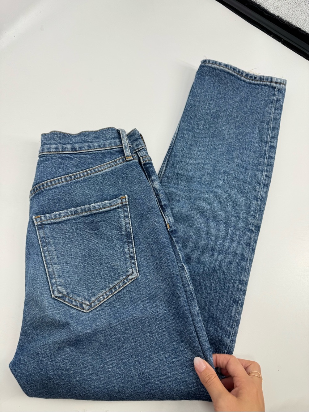 Agolde Riley High Rise Straight Crop Jeans Medium Wash Blue Womens Size 24 - Picture 9 of 13